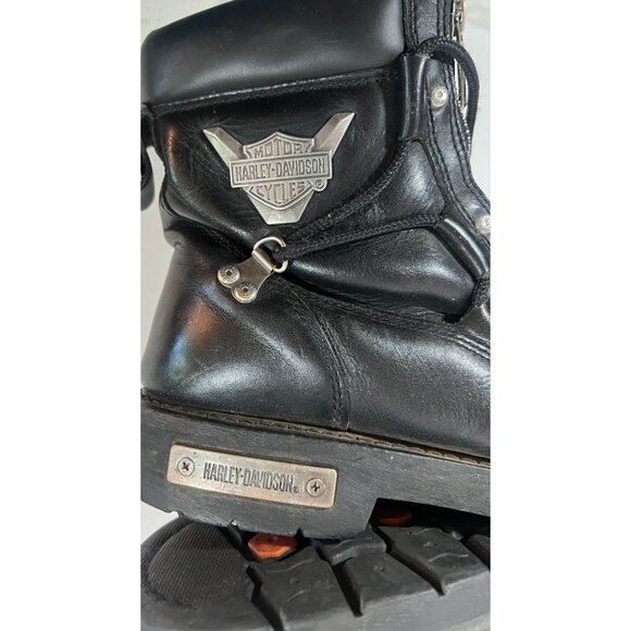 Harley-Davidson Men's Black Leather Boots with Silver Accents - Picture 3 of 10